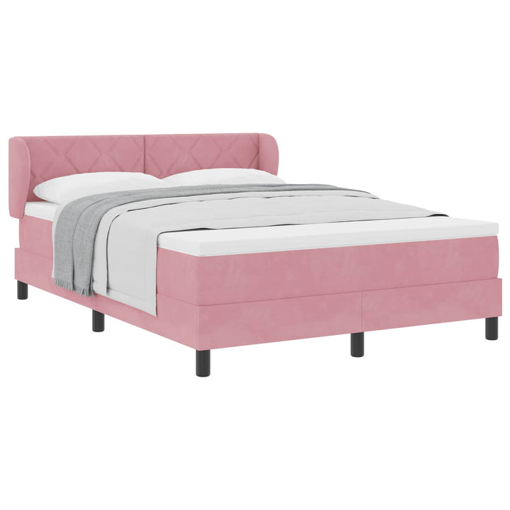 Box spring seng med hovedgærde Lyserød 140 x 190 cm Fløjl