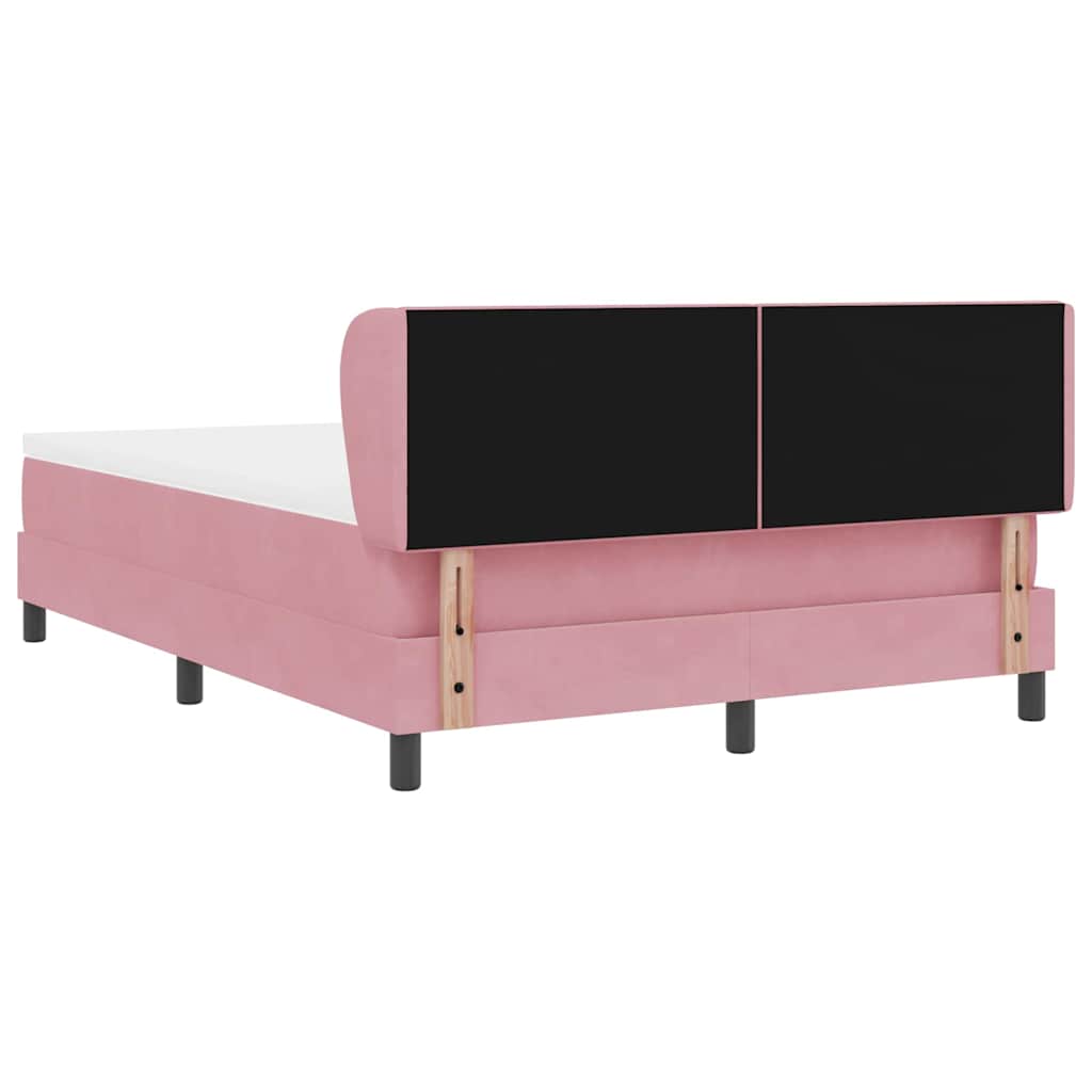 Box spring seng med hovedgærde Lyserød 140 x 190 cm Fløjl