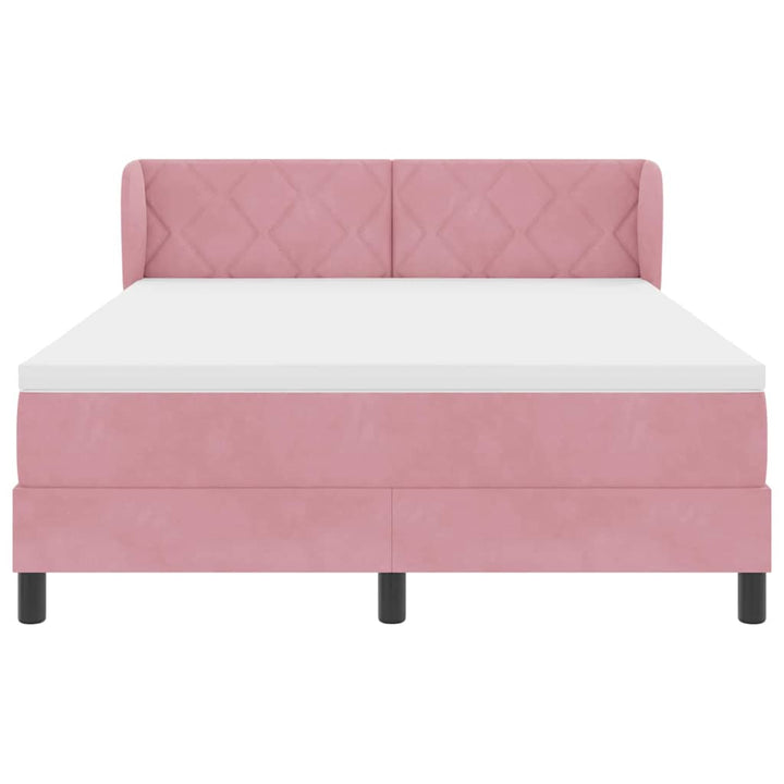 Box spring seng med hovedgærde Lyserød 140 x 190 cm Fløjl