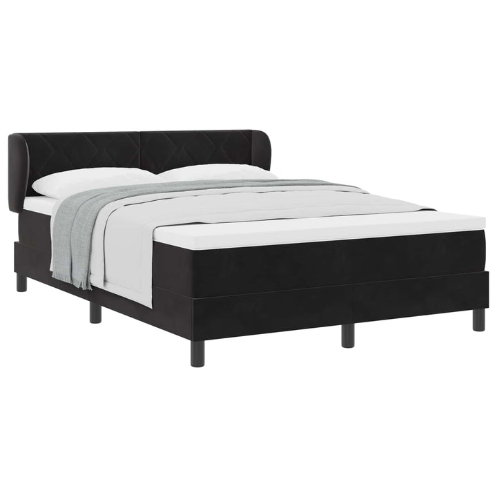 Box spring seng med hovedgærde Sort 140 x 200 cm Fløjl