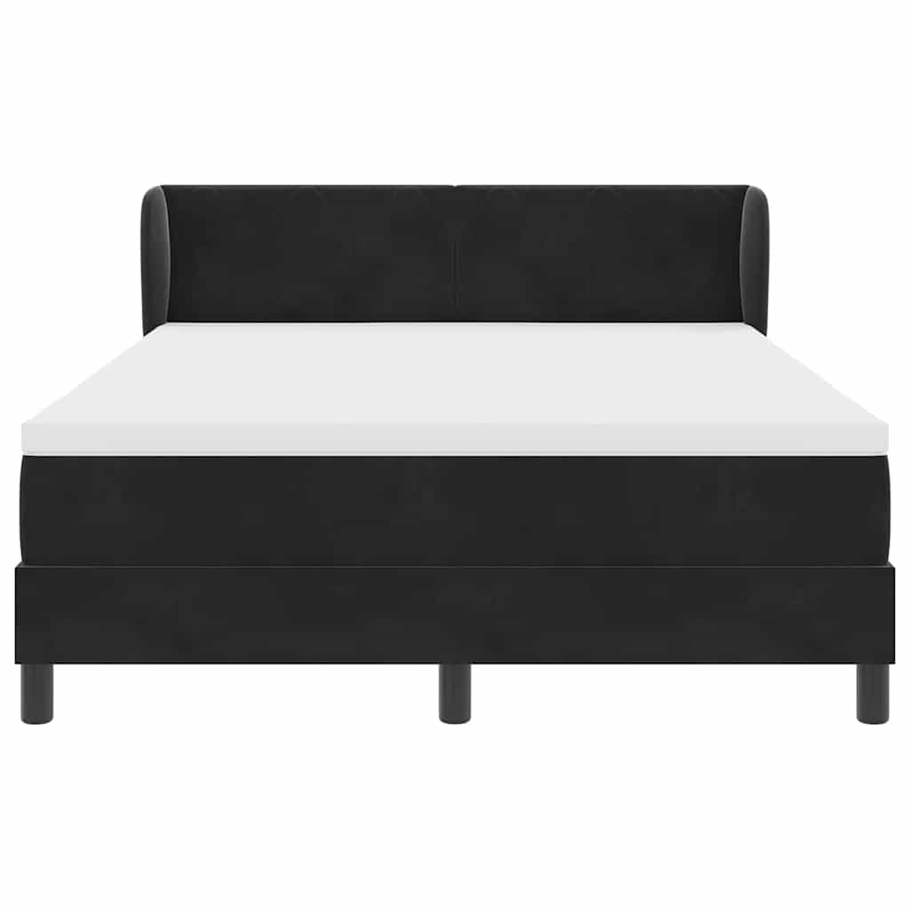 Box spring seng med hovedgærde Sort 140 x 200 cm Fløjl
