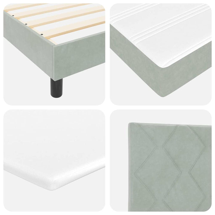 Box spring seng med hovedgærde Lysegrå 160 x 200 cm Fløjl
