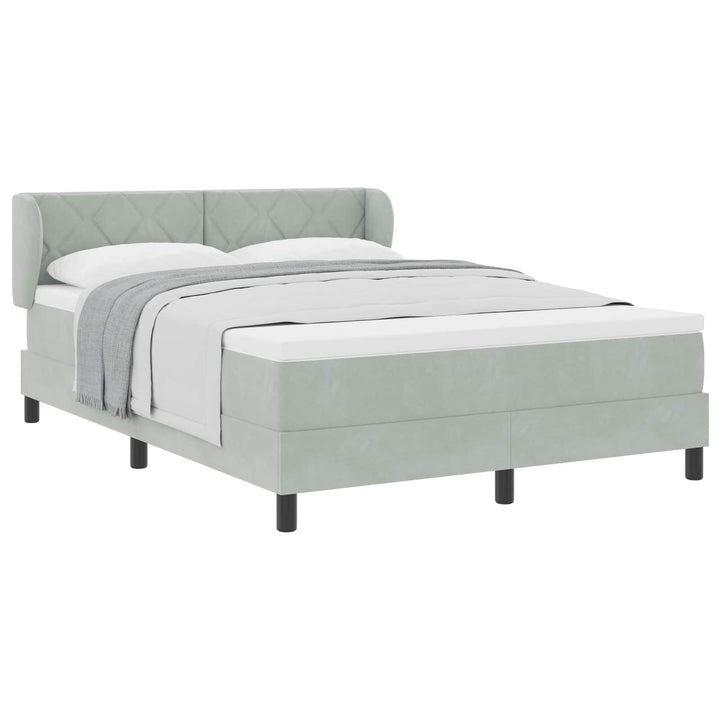 Box spring seng med hovedgærde Lysegrå 160 x 200 cm Fløjl