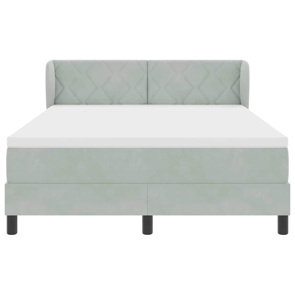 Box spring seng med hovedgærde Lysegrå 160 x 200 cm Fløjl
