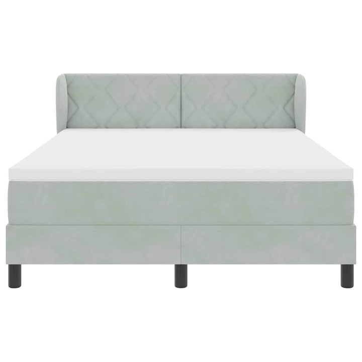Box spring seng med hovedgærde Lysegrå 160 x 200 cm Fløjl