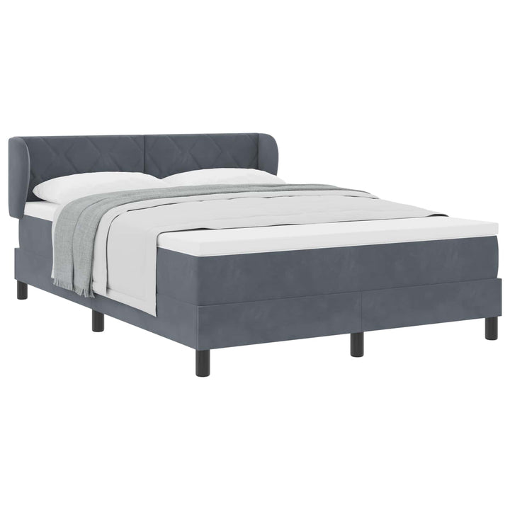 Box spring seng med hovedgærde Mørkegrå 160 x 200 cm Fløjl