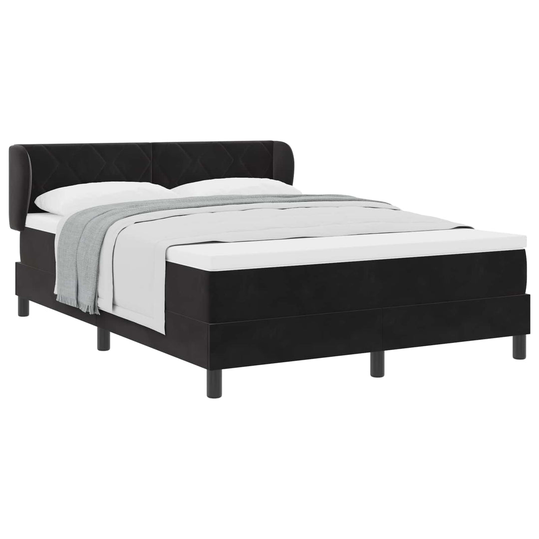 Box spring seng med hovedgærde Sort 160 x 200 cm Fløjl