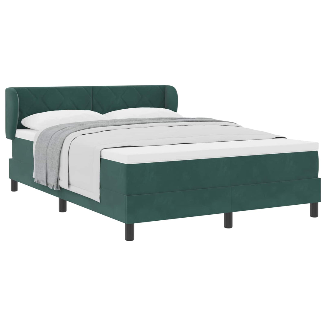 Box spring seng med hovedgærde Mørkegrøn 160 x 200 cm Fløjl