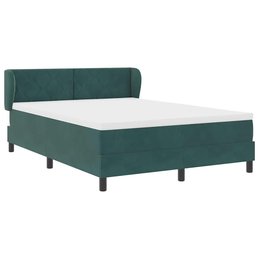 Box spring seng med hovedgærde Mørkegrøn 160 x 200 cm Fløjl