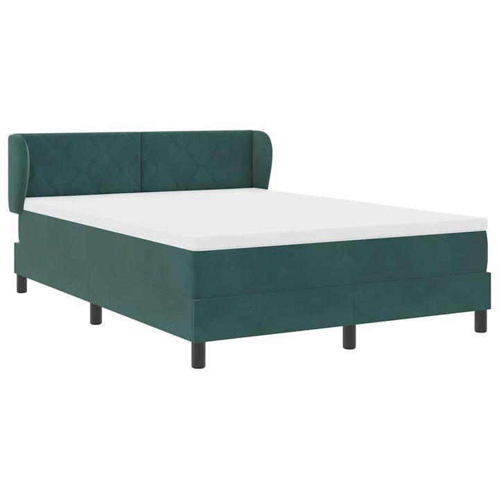 Box spring seng med hovedgærde Mørkegrøn 160 x 200 cm Fløjl