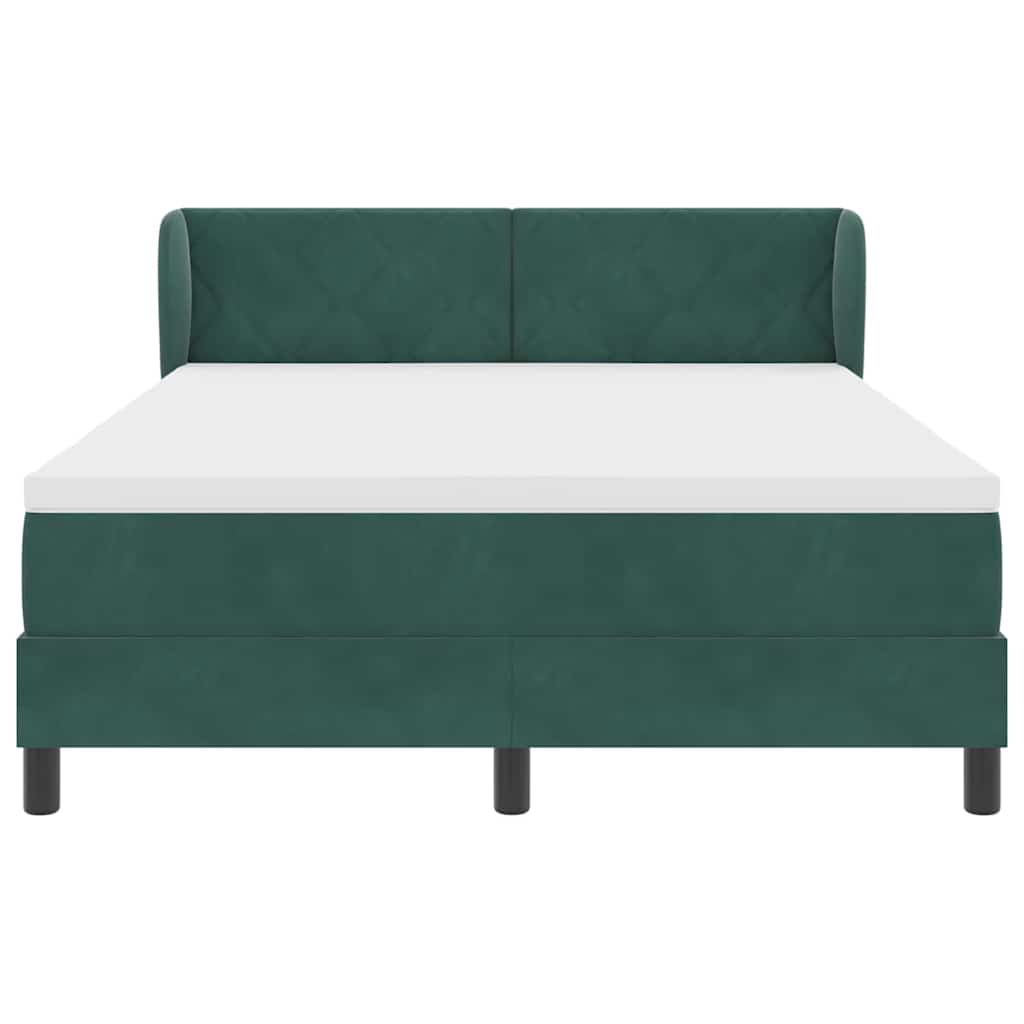 Box spring seng med hovedgærde Mørkegrøn 160 x 200 cm Fløjl