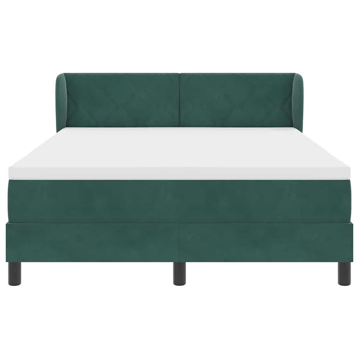 Box spring seng med hovedgærde Mørkegrøn 160 x 200 cm Fløjl