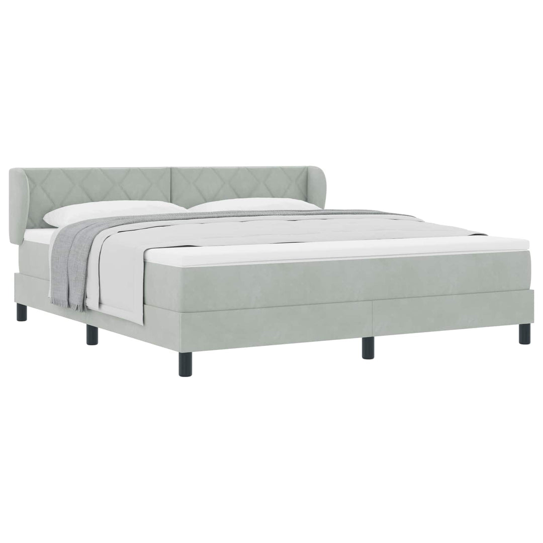 Box spring seng med hovedgærde Lysegrå 180 x 200 cm Fløjl