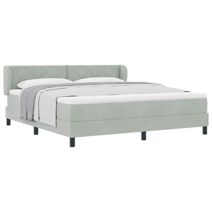 Box spring seng med hovedgærde Lysegrå 180 x 200 cm Fløjl