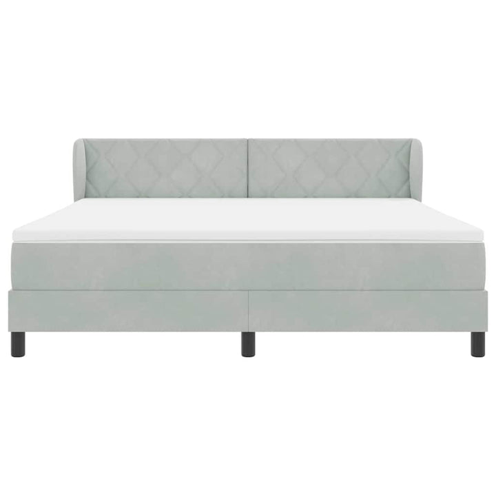 Box spring seng med hovedgærde Lysegrå 180 x 200 cm Fløjl