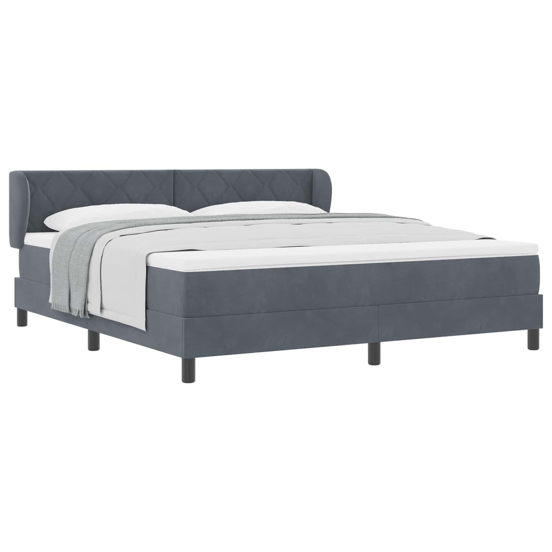 Box spring seng med hovedgærde Mørkegrå 180 x 200 cm Fløjl