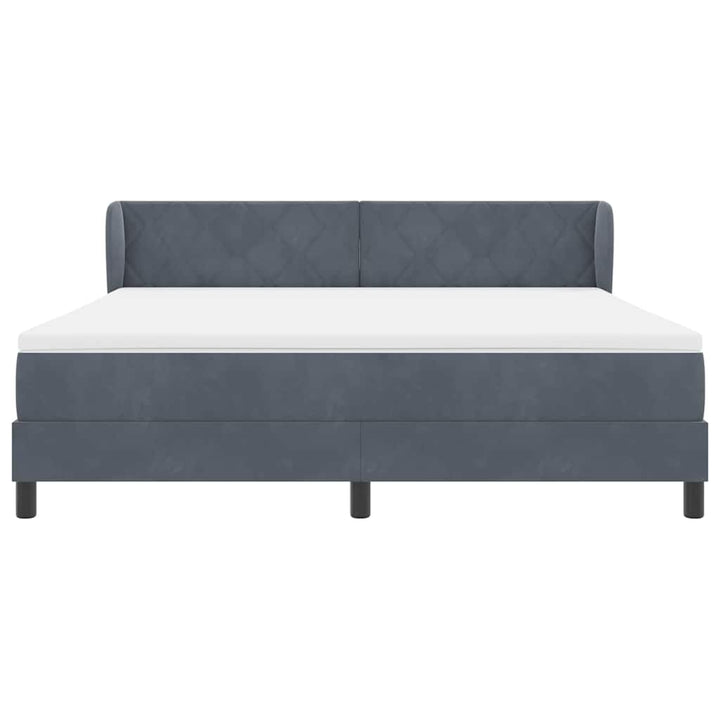 Box spring seng med hovedgærde Mørkegrå 180 x 200 cm Fløjl