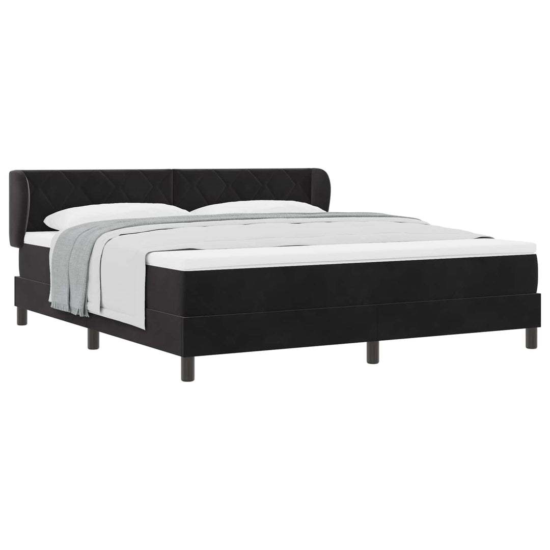 Box spring seng med hovedgærde Sort 180 x 200 cm Fløjl