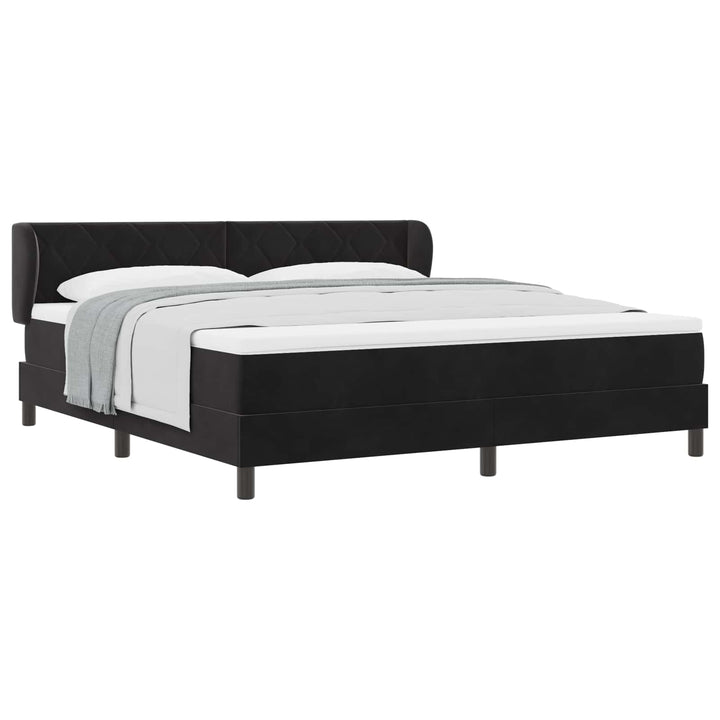 Box spring seng med hovedgærde Sort 180 x 200 cm Fløjl