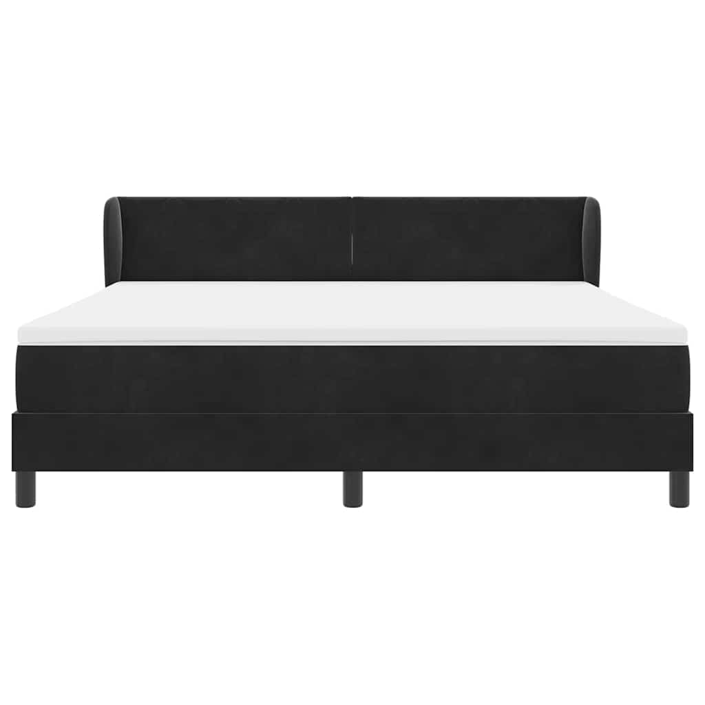 Box spring seng med hovedgærde Sort 180 x 200 cm Fløjl