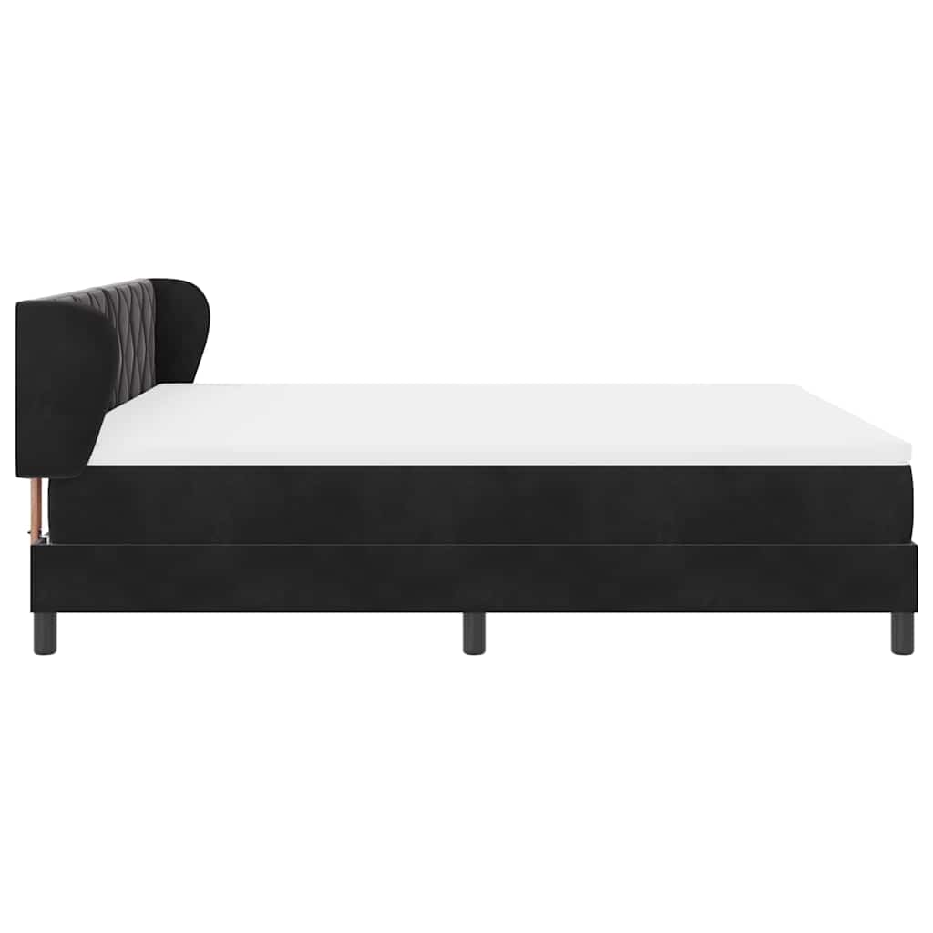 Box spring seng med hovedgærde Sort 180 x 200 cm Fløjl