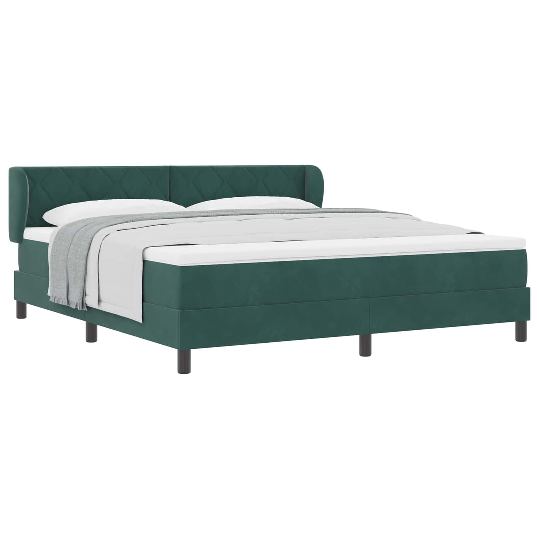 Box spring seng med hovedgærde Mørkegrøn 180 x 200 cm Fløjl