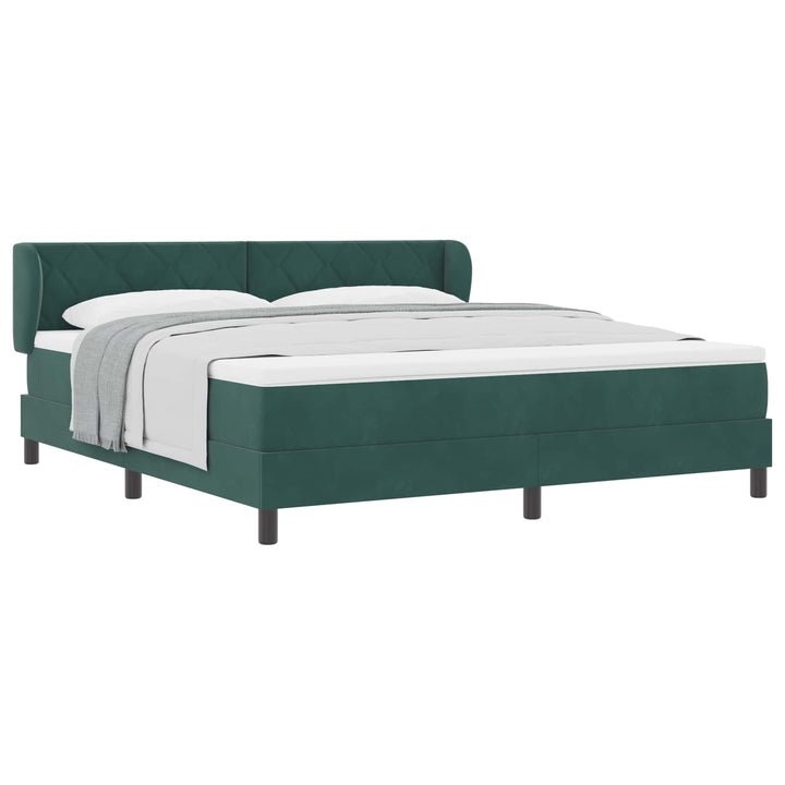 Box spring seng med hovedgærde Mørkegrøn 180 x 200 cm Fløjl