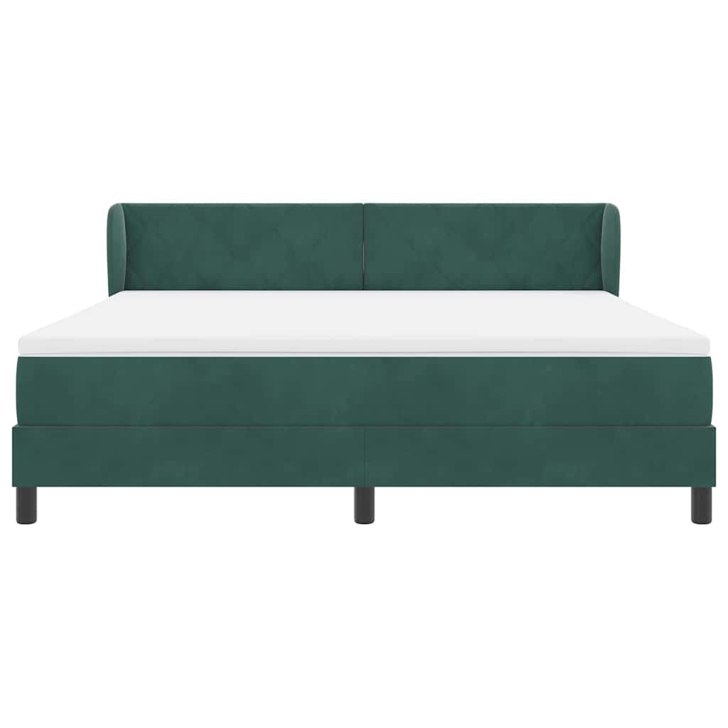 Box spring seng med hovedgærde Mørkegrøn 180 x 200 cm Fløjl