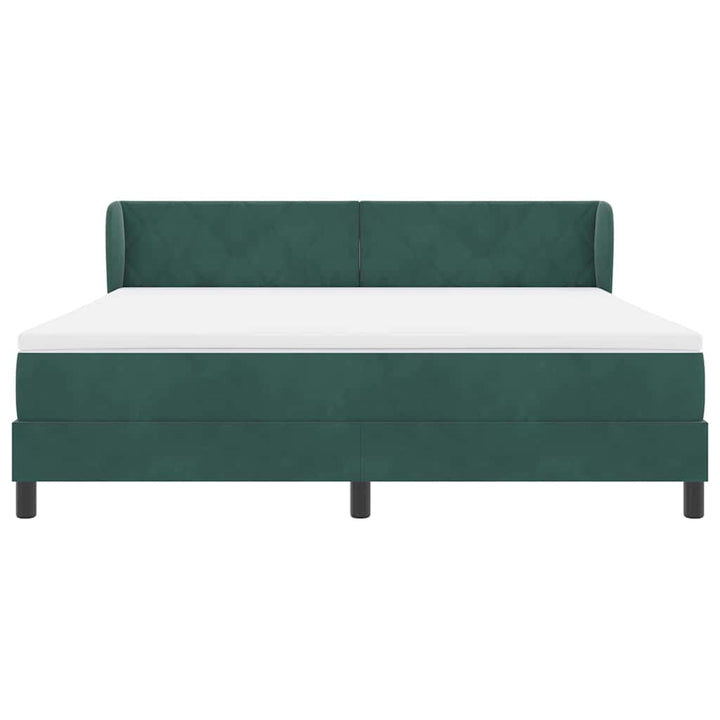 Box spring seng med hovedgærde Mørkegrøn 180 x 200 cm Fløjl