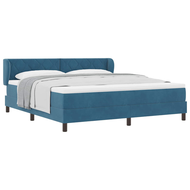 Box spring seng med hovedgærde Mørkeblå 180 x 200 cm Fløjl