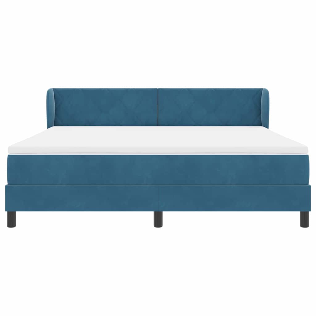 Box spring seng med hovedgærde Mørkeblå 180 x 200 cm Fløjl