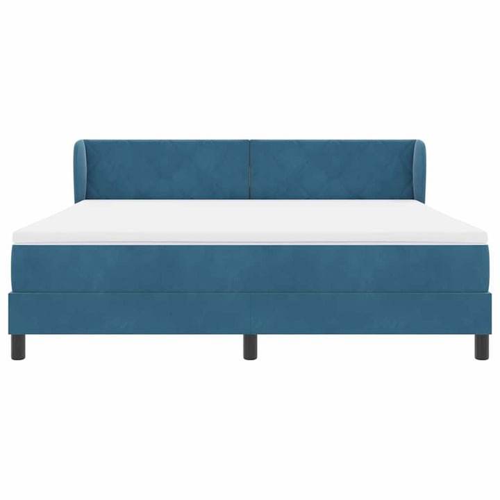 Box spring seng med hovedgærde Mørkeblå 180 x 200 cm Fløjl