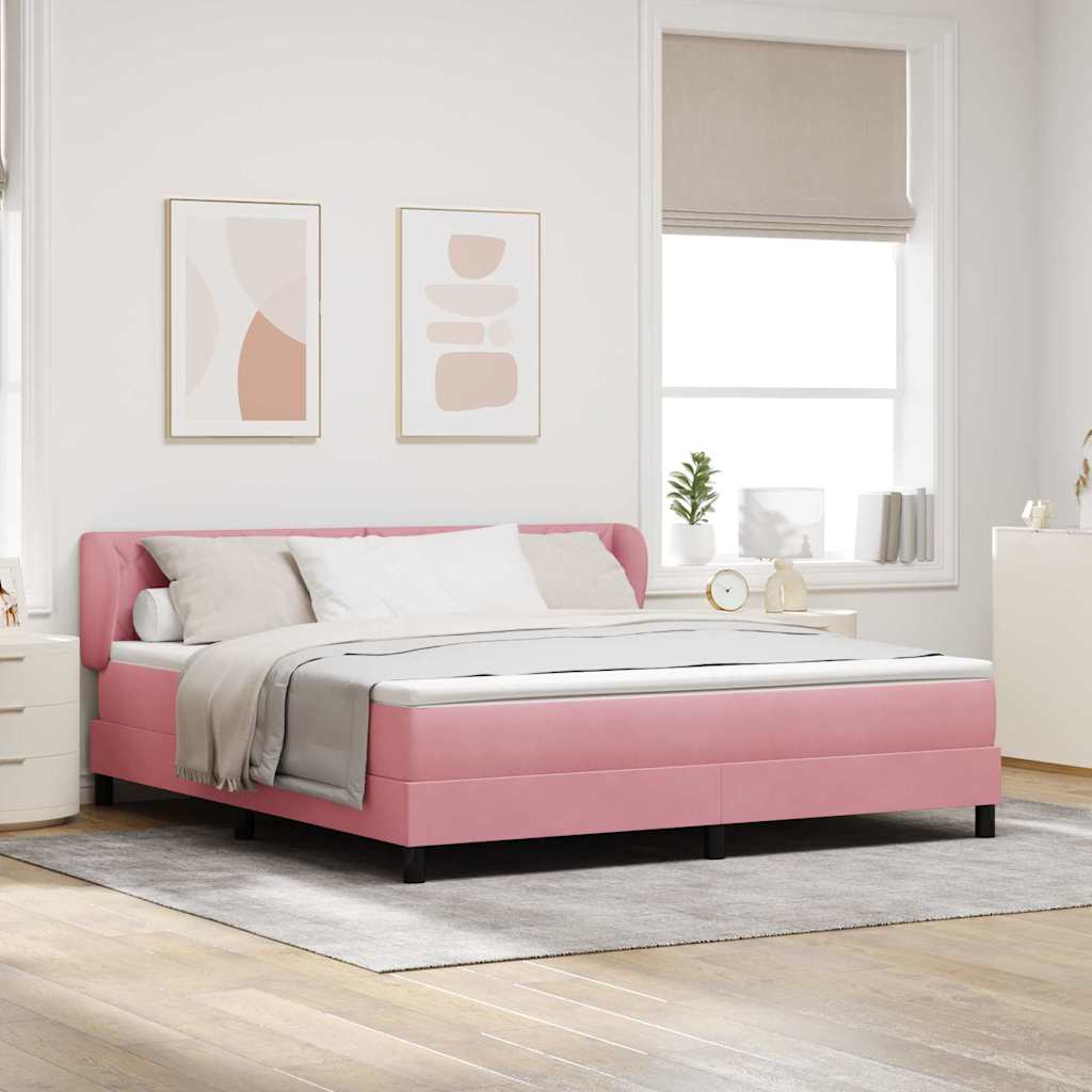 Box spring seng med hovedgærde Lyserød 180 x 200 cm Fløjl
