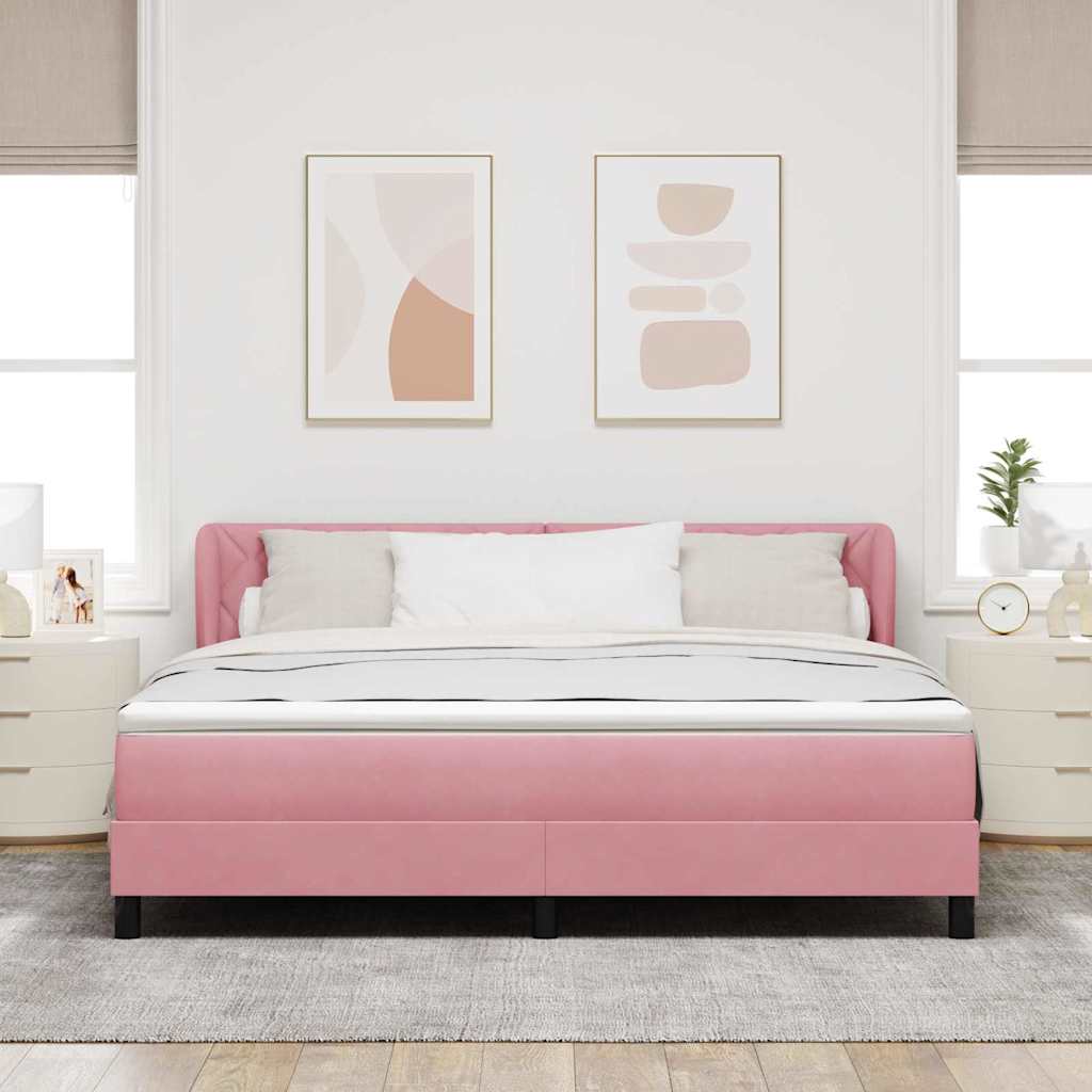 Box spring seng med hovedgærde Lyserød 180 x 200 cm Fløjl