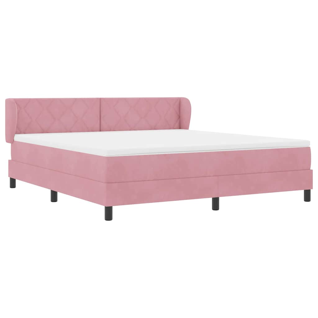 Box spring seng med hovedgærde Lyserød 180 x 200 cm Fløjl