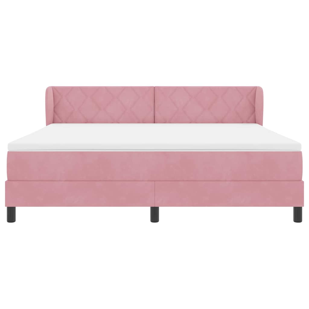 Box spring seng med hovedgærde Lyserød 180 x 200 cm Fløjl