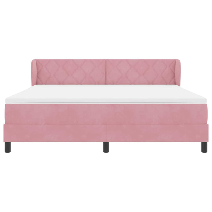 Box spring seng med hovedgærde Lyserød 180 x 200 cm Fløjl