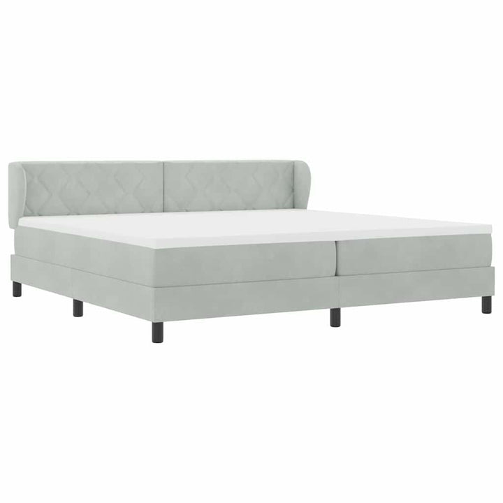 Box spring seng med hovedgærde Lysegrå 200 x 200 cm Fløjl