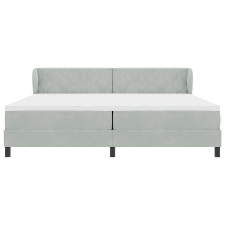 Box spring seng med hovedgærde Lysegrå 200 x 200 cm Fløjl