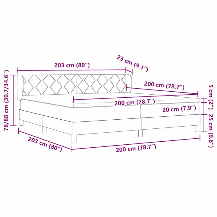 Box spring seng med hovedgærde Lysegrå 200 x 200 cm Fløjl