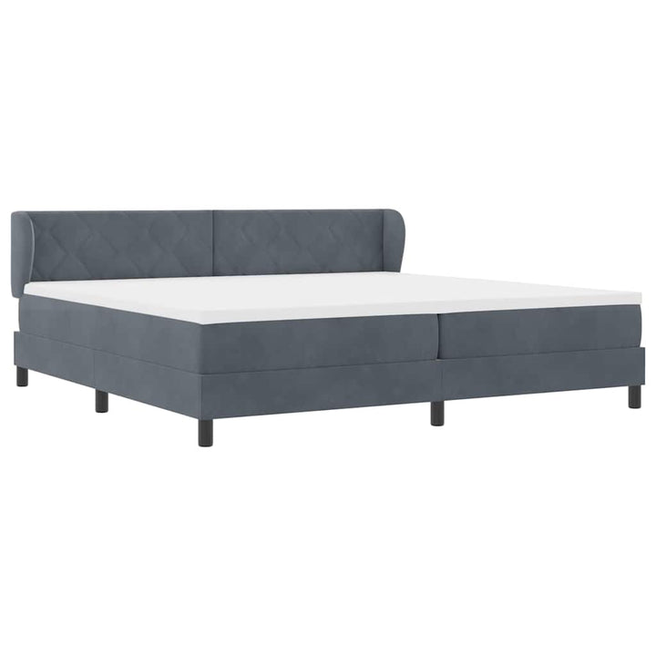 Box spring seng med hovedgærde Mørkegrå 200 x 200 cm Fløjl