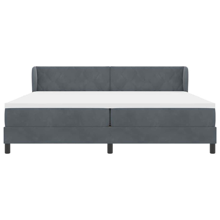 Box spring seng med hovedgærde Mørkegrå 200 x 200 cm Fløjl