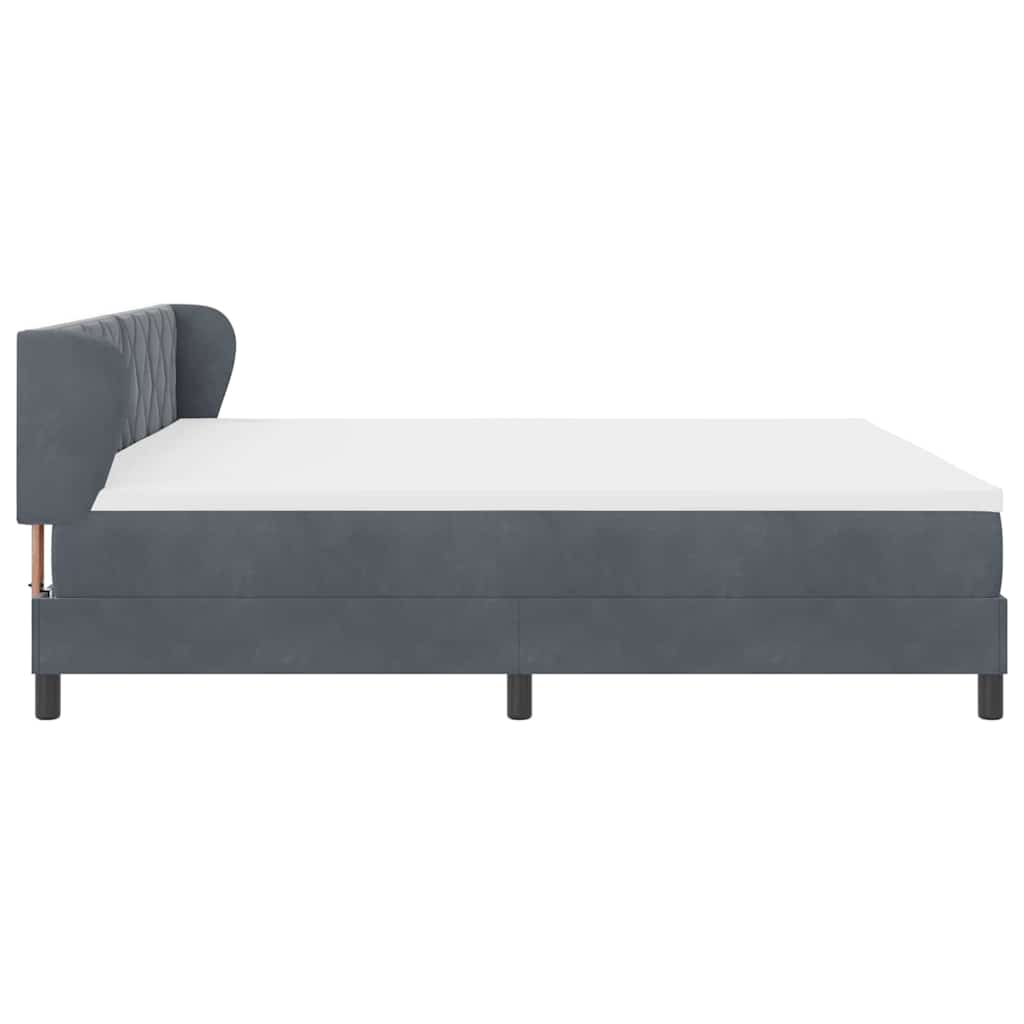 Box spring seng med hovedgærde Mørkegrå 200 x 200 cm Fløjl