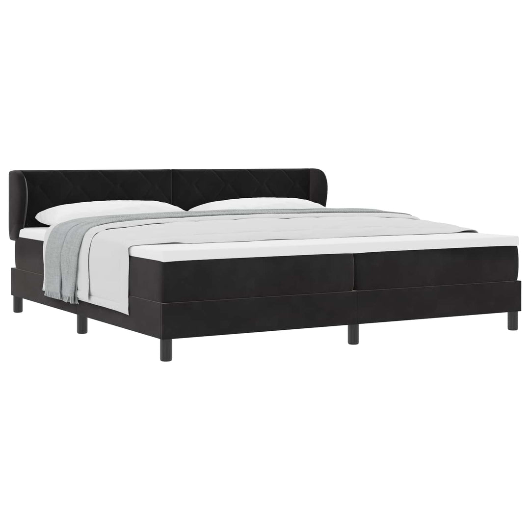 Box spring seng med madras Sort 200 x 200 cm Fløjl