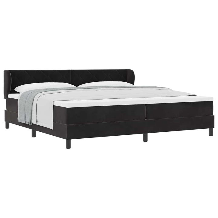 Box spring seng med madras Sort 200 x 200 cm Fløjl