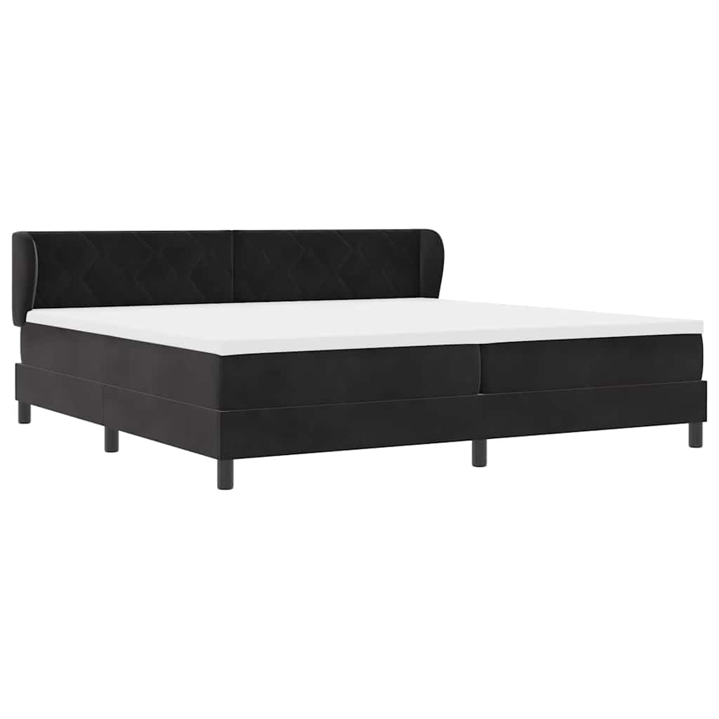Box spring seng med madras Sort 200 x 200 cm Fløjl