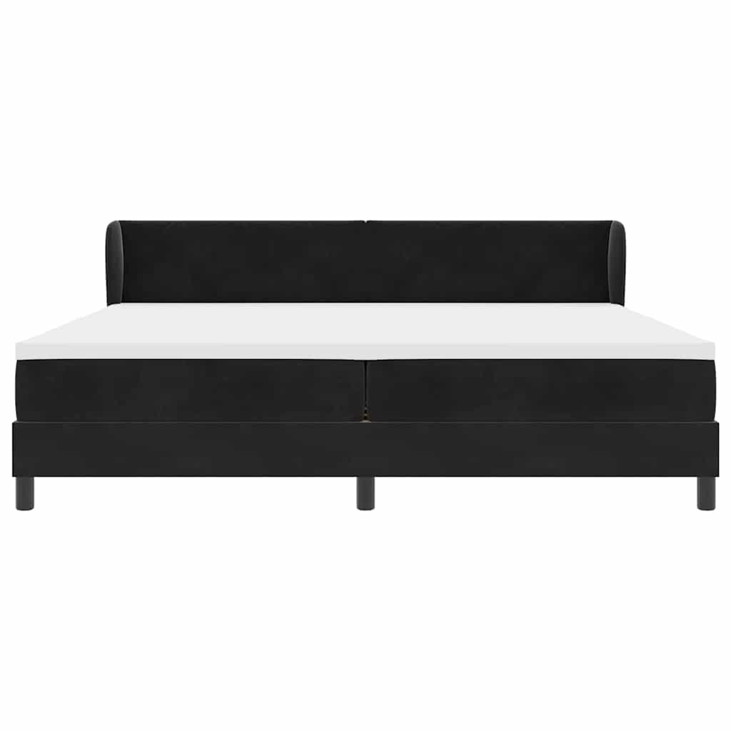 Box spring seng med madras Sort 200 x 200 cm Fløjl