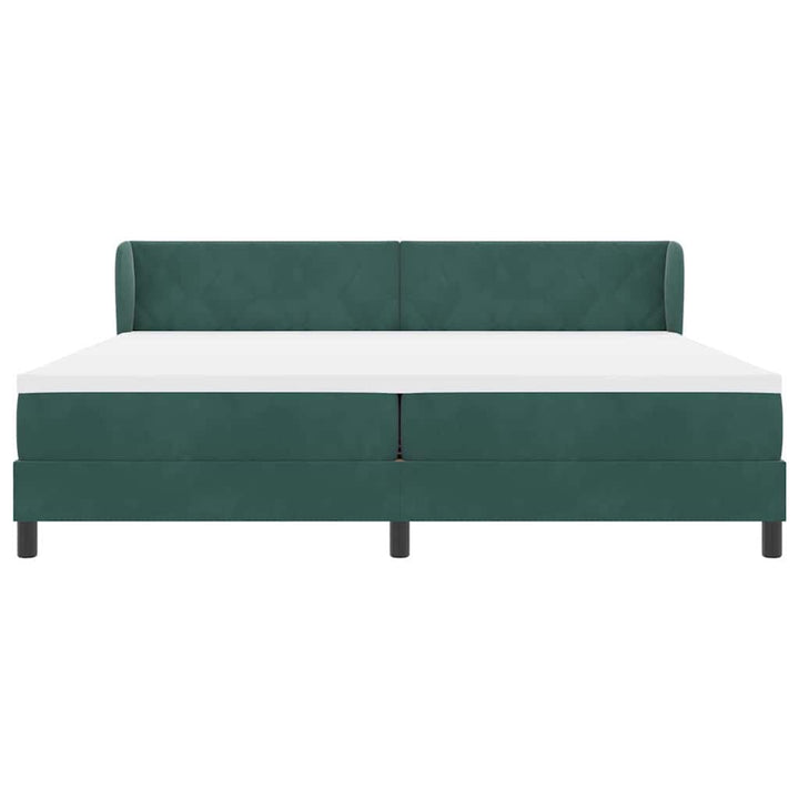 Box spring seng med hovedgærde Mørkegrøn 200 x 200 cm Fløjl