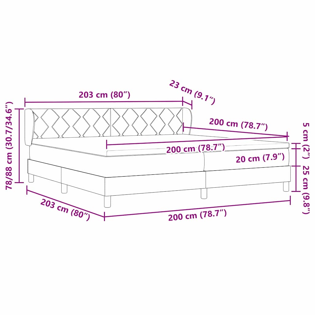 Box spring seng med hovedgærde Mørkegrøn 200 x 200 cm Fløjl
