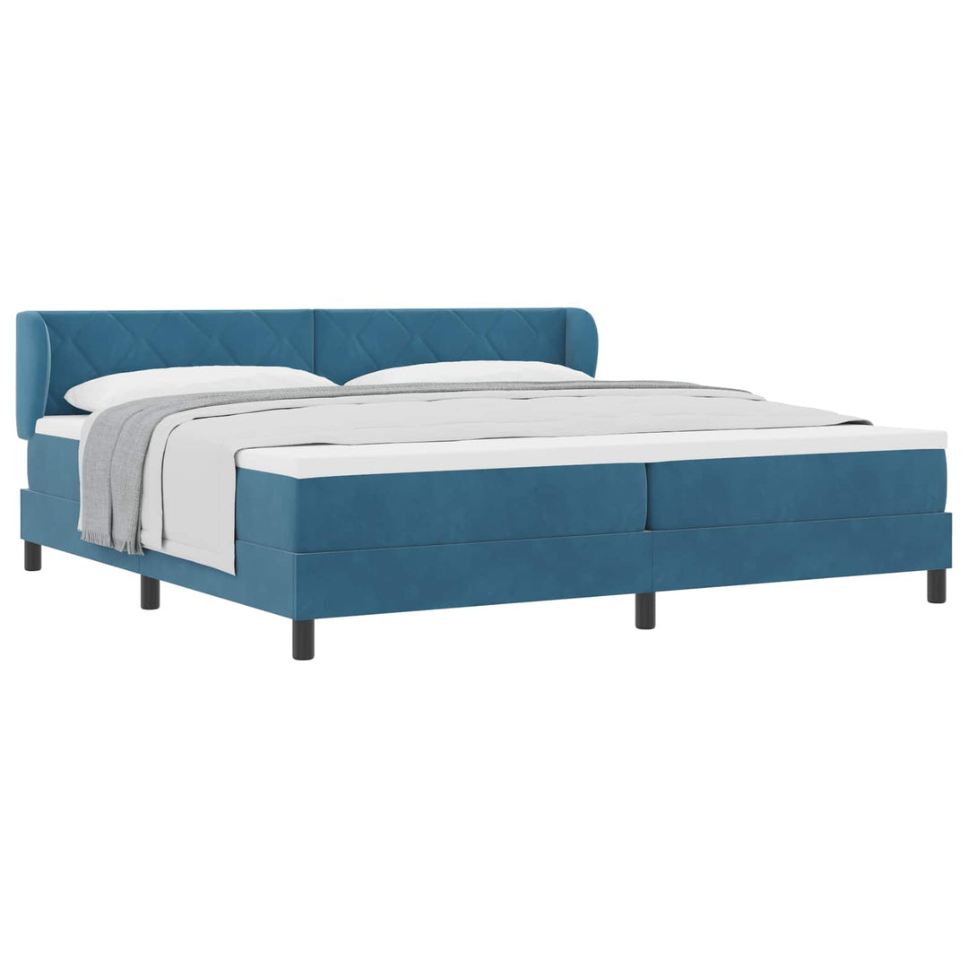 Box spring seng med madras Mørkeblå 200 x 200 cm Fløjl